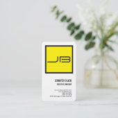 Linen Yellow White Bold Monogram Minimalist Modern Visitekaartje (Staand voorkant)
