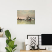 Liner en andere verzending vóór het standbeeld van poster (Thuiskantoor)