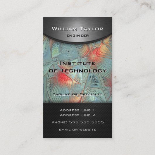 Lines of Force - metalen look elegantie met QR-cod Visitekaartje (Voorkant)