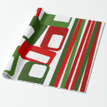 Lines & Rectangles Cadeaupapier<br><div class="desc">This wrapping paper has a mid-century modern Christmas design of lines and rechtangles in retro shades of red and green.</div>