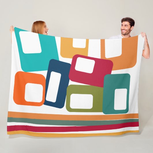 Lines & Rectangles Fleece Deken (In situ)