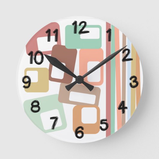 Lines & Rectangles Ronde Klok (Voorkant)
