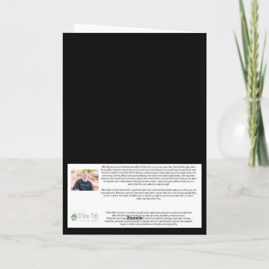 Linework Bloem Gevouwen Dank u Kaart (Achterkant)