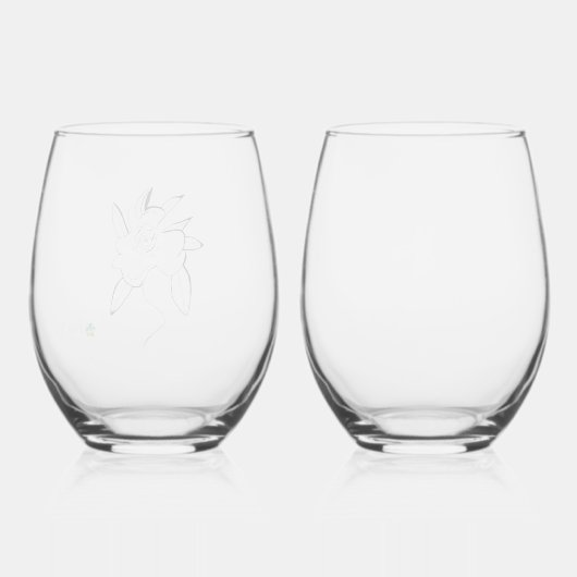 Linework Bloem Stemless wijnglazen Wijnglas Zonder Voet (Achterkant)