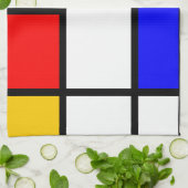 Linge huis in Mondrian-stijl Theedoek (Gevouwen)