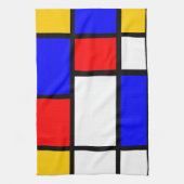 Linge huis in Mondrian-stijl Theedoek (Verticaal)