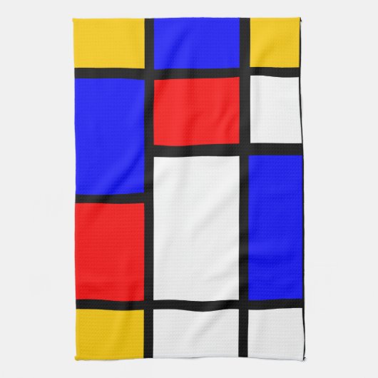 Linge huis in Mondrian-stijl Theedoek (Verticaal)