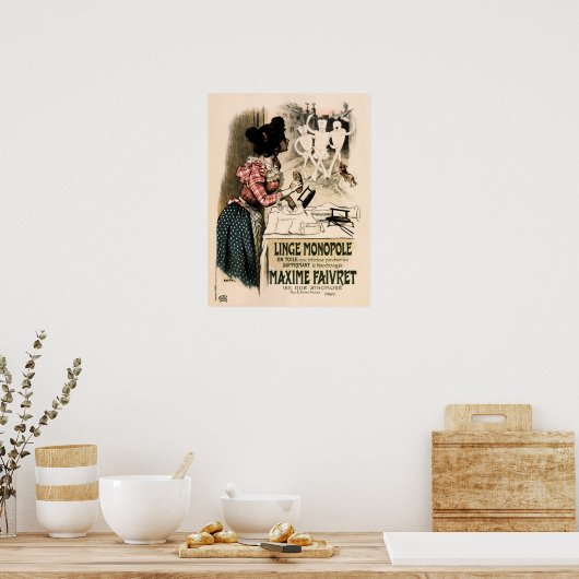LINGE MONOPOLE Laundromat Clothes Auguste Roedel Poster (Keuken)