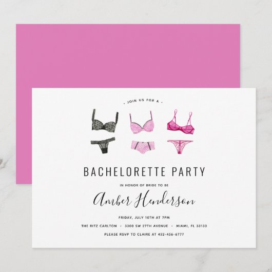 Lingerie Bachelorette Party Kaart (Voorkant / Achterkant)