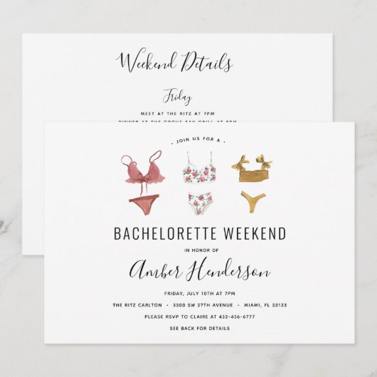 Lingerie Bachelorette reisroute Kaart (Voorkant / Achterkant)