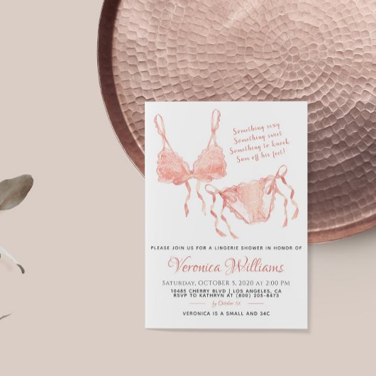 Lingerie Blush bruids douche uitnodiging