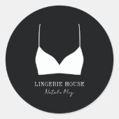 Lingerie Boutique Logo Black White Ronde Sticker (Voorkant)