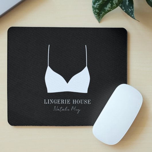 Lingerie Boutique Logo Modern Black and White Muismat