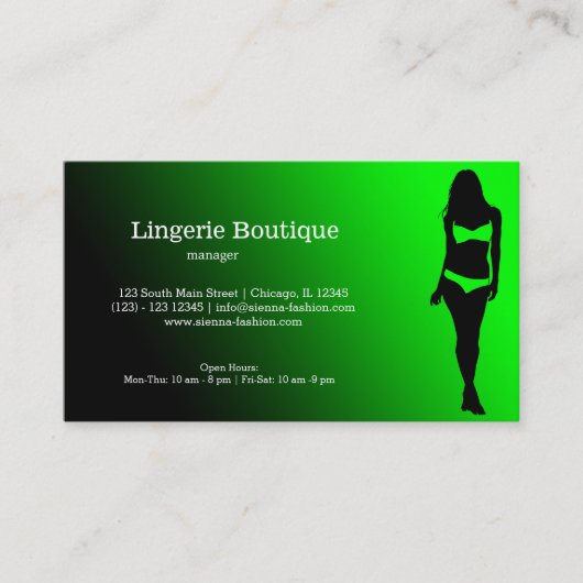 Lingerie Boutique Visitekaartje (Voorkant)