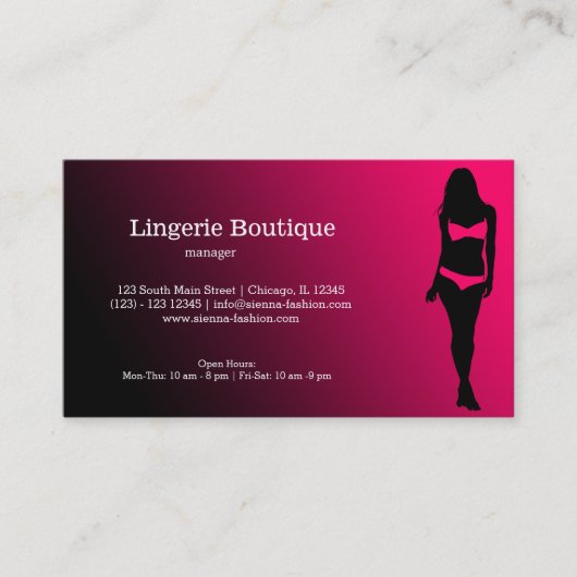 Lingerie Boutique Visitekaartje (Voorkant)