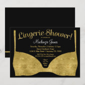 Lingerie Bridal Shower Invitation Gold Glam Kaart (Voorkant / Achterkant)