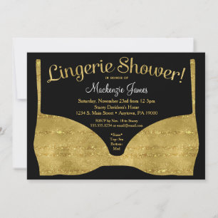 Lingerie Bridal Shower Invitation Gold Glam Kaart
