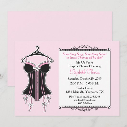 Lingerie Bridal Shower Kaart (Voorkant / Achterkant)