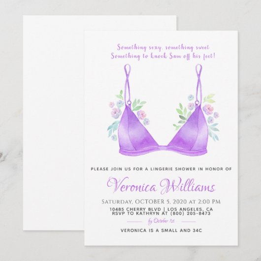 Lingerie Bridal Shower Kaart (Voorkant / Achterkant)