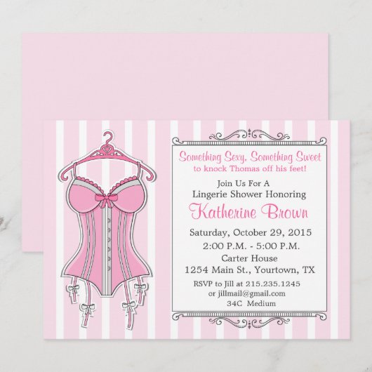 Lingerie Bridal Shower Kaart (Voorkant / Achterkant)