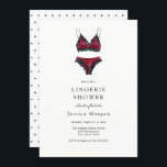 Lingerie Bridal Shower Kaart<br><div class="desc">Lingerie Shower-uitnodiging met een vrouwelijke rode en zwarte lingerie en panties. Pas uw gegevens aan zodat de bruid beschikbaar is. Klik op "klik om verder aan te passen" om de lettertypestijl,  -grootte of -kleur te wijzigen.</div>