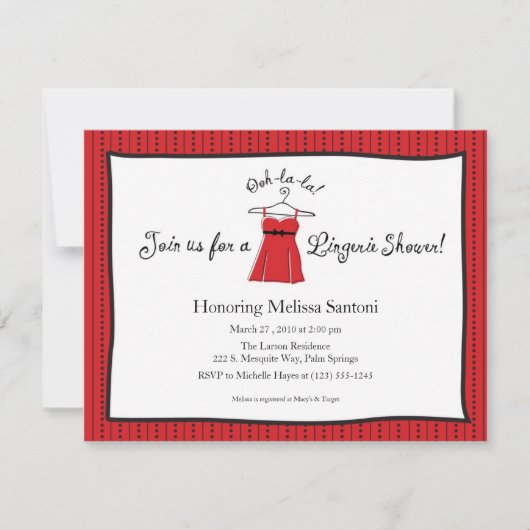 Lingerie Bridal Shower Kaart (Voorkant)