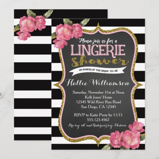 Lingerie Bridal Shower Kaart (Voorkant / Achterkant)