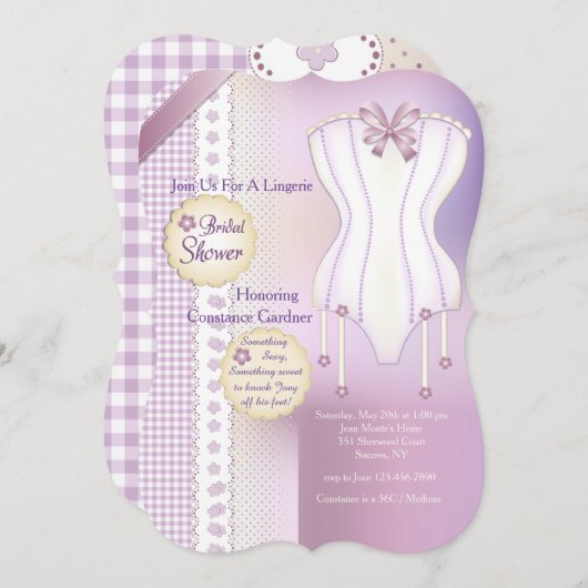 Lingerie Bridal Shower Kaart (Voorkant / Achterkant)