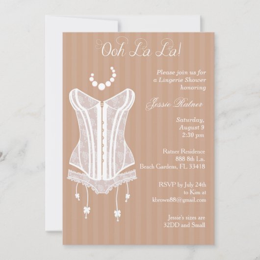  Lingerie Bridal Shower-uitnodigingen Kaart (Voorkant)