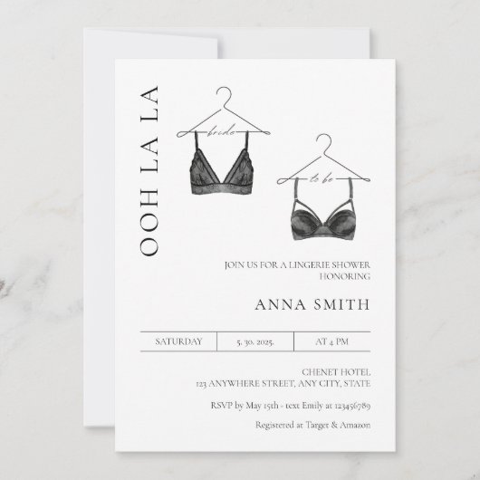 Lingerie Bruids douche Minimalistisch Modern Kaart (Voorkant)