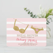 Lingerie Bruids Douche Uitnodiging Roze & Goud (Staand voorkant)