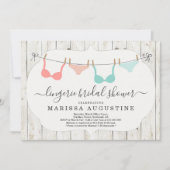 Lingerie Bruidsfeest Borrel - Rustieke Waslijn Kaart (Voorkant)