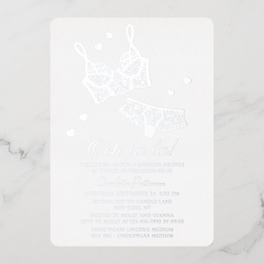 Lingerie Bruidsfeest Borstrok Vrijgezellenfeest On Folie Uitnodiging (Voorkant)