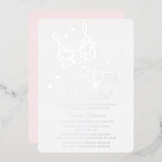 Lingerie Bruidsfeest Borstrok Vrijgezellenfeest On Folie Uitnodiging (Voorkant / Achterkant)