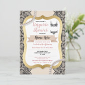 Lingerie Bruiloft Goud Crème Kant BH Parels Kaart (Staand voorkant)