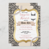 Lingerie Bruiloft Goud Crème Kant BH Parels Kaart (Voorkant / Achterkant)