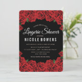 Lingerie Bruiloft Romantische Rode Rozen Uitnodigi Kaart (Staand voorkant)