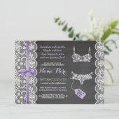 Lingerie Bruiloft Uitnodiging Paarse Lace (Staand voorkant)