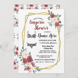 Lingerie Bruiloftsgeschenk Goud Waterverf Rood Crè Kaart