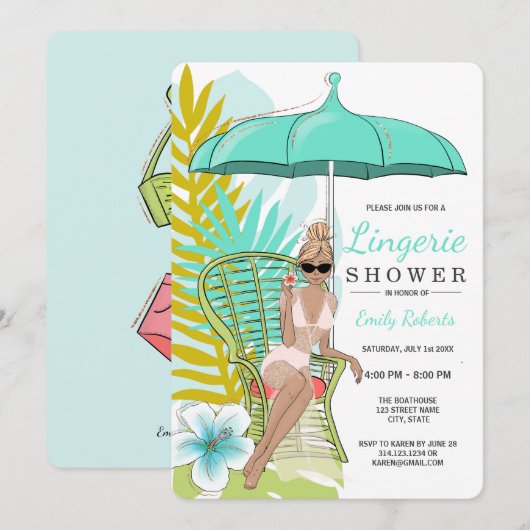 Lingerie Bruiloftsshower Blonde Bruid Kaart (Voorkant / Achterkant)