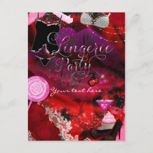Lingerie & Candy Feest Meisjes Uitnodiging Flyer Briefkaart