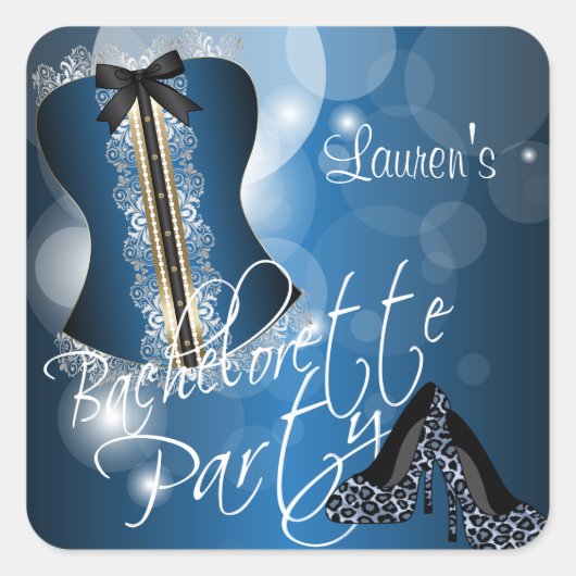 Lingerie Corset Bachelorette | Blauw Vierkante Sticker (Voorkant)