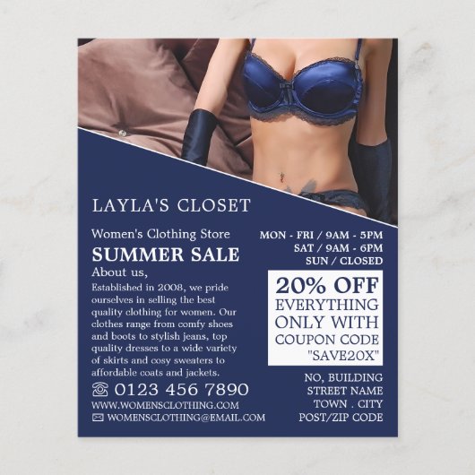  Lingerie, dameskledingwinkel Advert. Flyer (Voorkant)