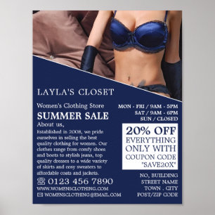 Lingerie, dameskledingwinkel Advert. Poster