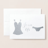 Lingerie design vrijgezellenfeest folie kaarten (Voorkant met envelop)