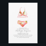 Lingerie Douche Bachelorette / Lingerie Party Kaart<br><div class="desc">Lingerie vrijgezellenfeest - Hen feestuitnodiging met prachtige lingerie versierd met  bloemige ornamenten van roze,  blush en oranje waterverf tinten. Leuke en creatieve uitnodiging voor een leuk lingeriefeest. Perfecte uitnodiging voor strand vrijgezellenfeest met zwempakken ook.</div>
