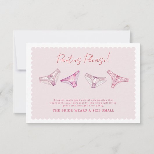 Lingerie Douche Bachelorette Panty Game Kaart (Voorkant)