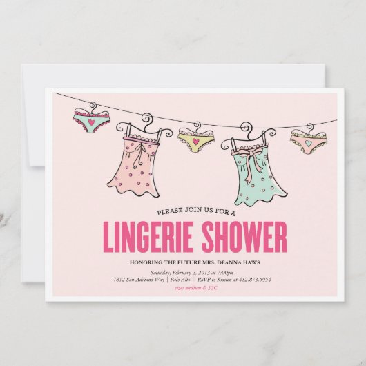 Lingerie Douche Bachelorette Party Trouwdouche Kaart (Voorkant)