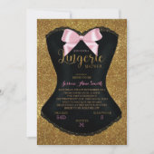 Lingerie douche bachelorette uitnodiging goud (Voorkant)