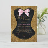 Lingerie douche bachelorette uitnodiging goud (Staand voorkant)